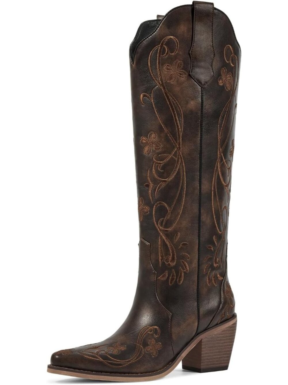 Women's Vintage Brown Comfortable Versatile Pull On Non-slip Western Boots